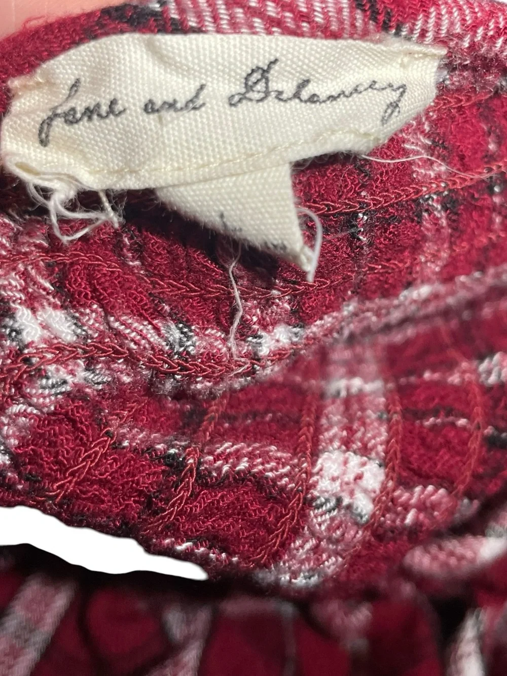 Jane and Delancey Women’s Burgundy Plaid Smocked Yoke Top Womens Size Large
